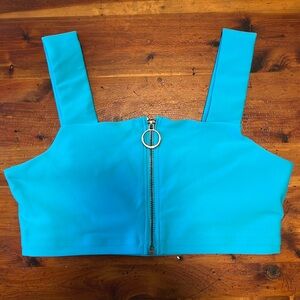 Alo Fast sports bra zip up Teal Medium